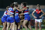 Western Bulldogs celebrate victory over Melbourne