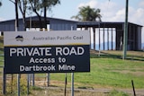 A sign that reads 'Private Road: Access to Dartbrook Mine'