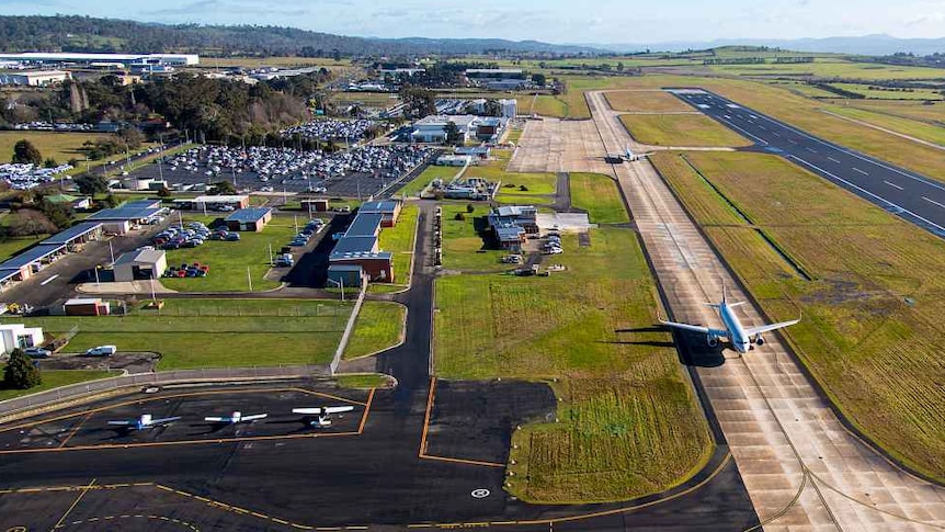 Aerial image of Launceston Airport.