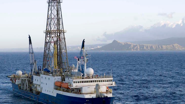 International Ocean Discovery Program JOIDES vessel on climate change expedition from Perth