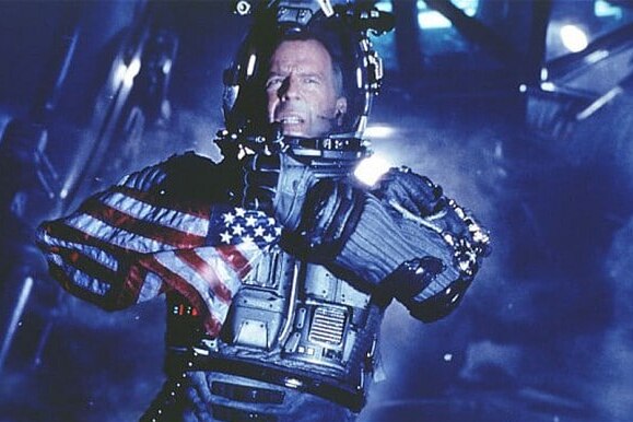 Bruce Willis playing Harry Stamper, wearing a spacesuit ready to blow up an asteroid