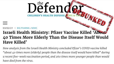 A news article claiming the Israeli Health Ministry said the Pfizer vaccine was killing elderly people