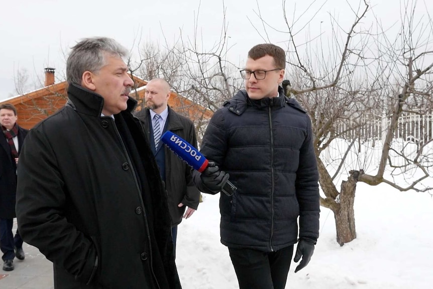 Pavel Grudinin, left, Communist party candidate for Russia's 2018 Presidential elections.