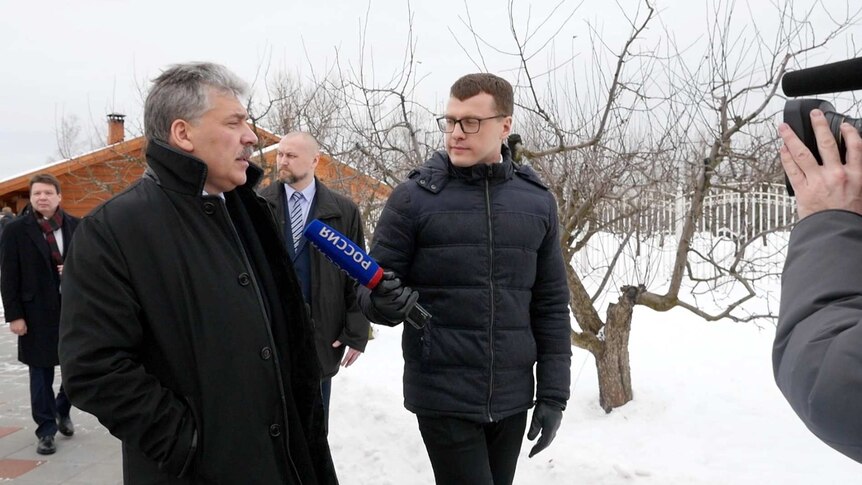 Pavel Grudinin, left, Communist party candidate for Russia's 2018 Presidential elections.