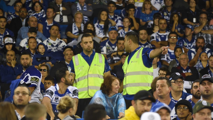 Security scan the crowd after bottle throwing incident at Belmore
