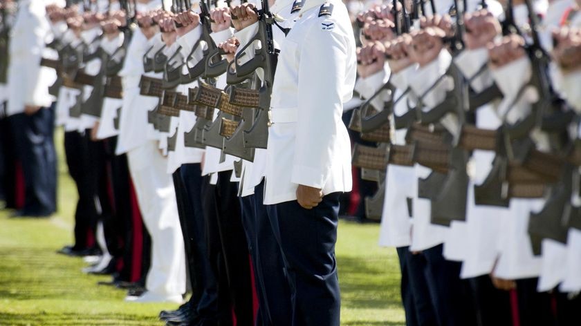 Officer cadets on parade at the Australian Defence Force Academy in Canberra. (ADF)