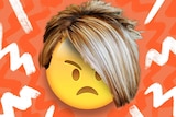 Angry emoji face and blonde bob hair cut in illustration about Karen being used as an insult.