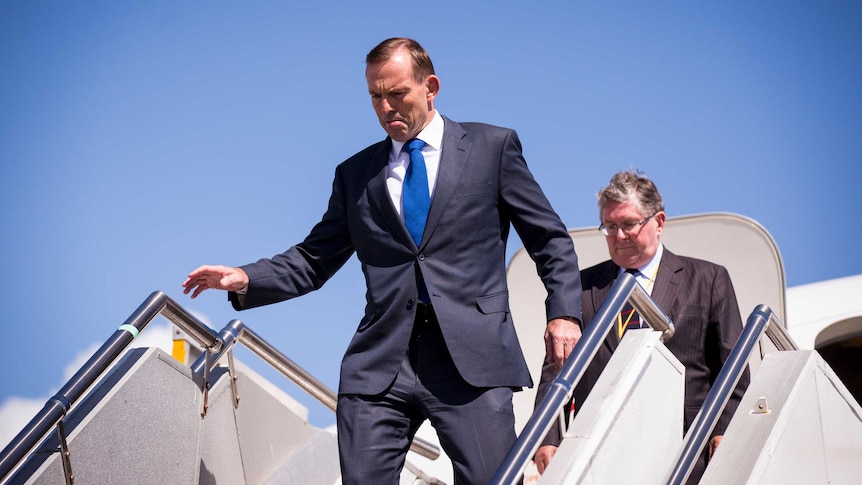 Tony Abbott arrives at Auckland airport