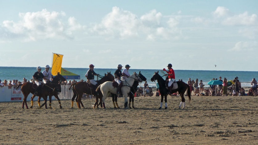 ponies and players at Australia's 1st beach polo event held at Broome's Cable Beach