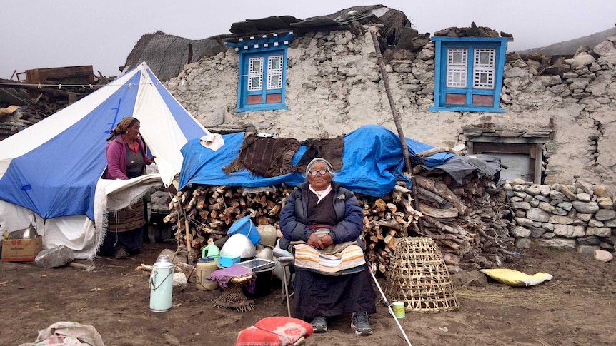 Destroyed dwelling in Sherpa village