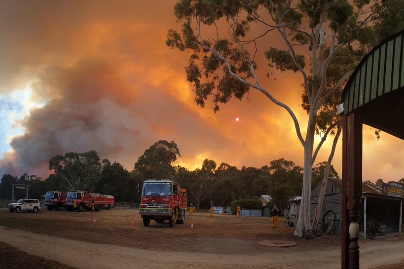 A huge plume of smoke from a fire in the Bunyip State Park on March 1, 2019.