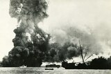 The Neptuna exploding at Darwin wharf on February 19, 1942.