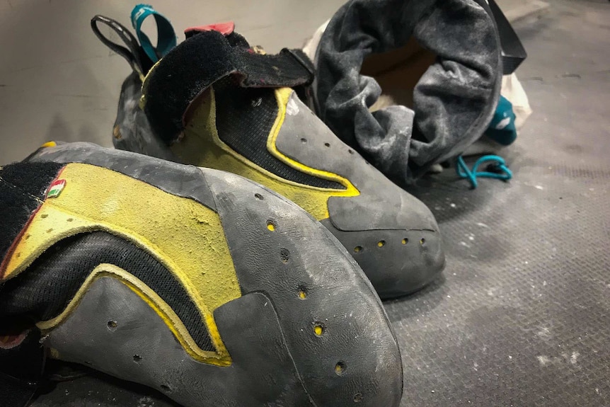 Climbing shoes on floor