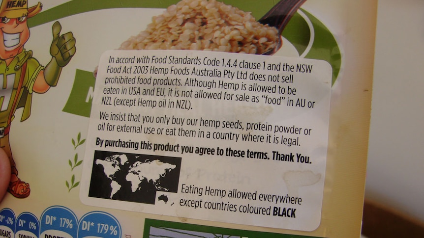 Hemp seed packet saying hemp is a prohibited food