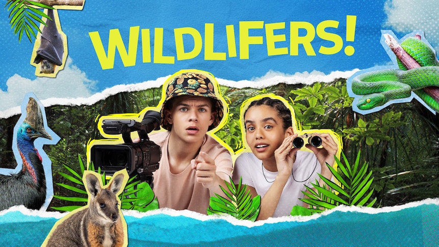 A montage of a teenage boy and girl surrounded by animals, text onscreen reads WILDLIFERS!