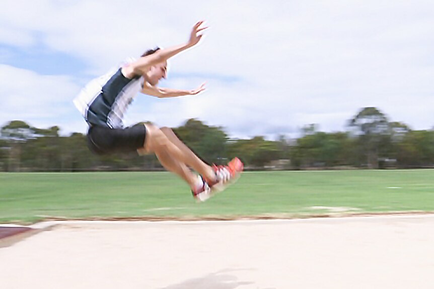 Brayden Davidson training for long jump