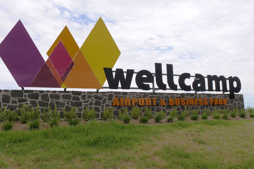 A sign outside Wellcamp Airport.