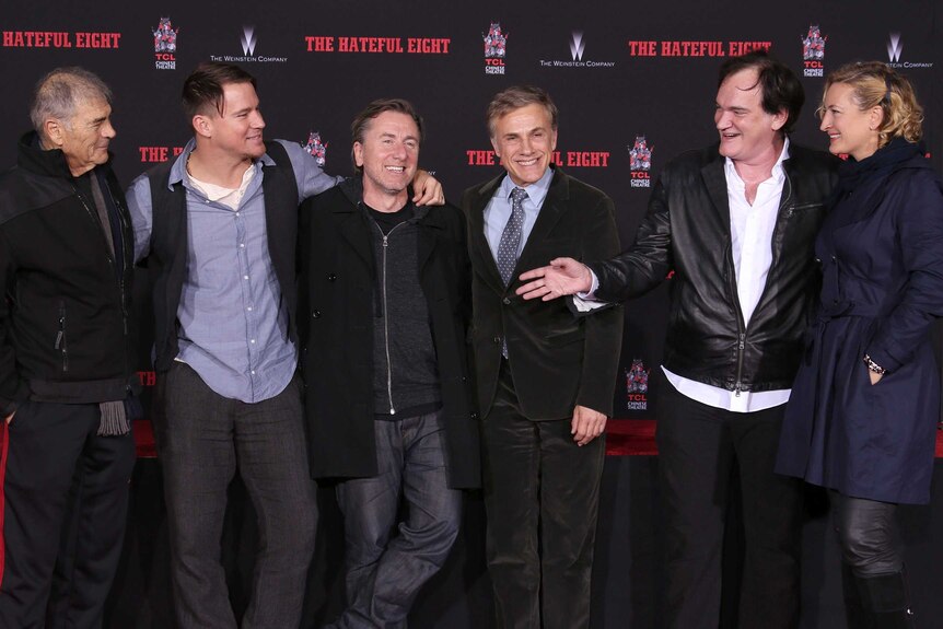 Tarantino with the cast of the Hateful Eight
