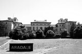 A black and white photo of the Aradale Mental Asylum