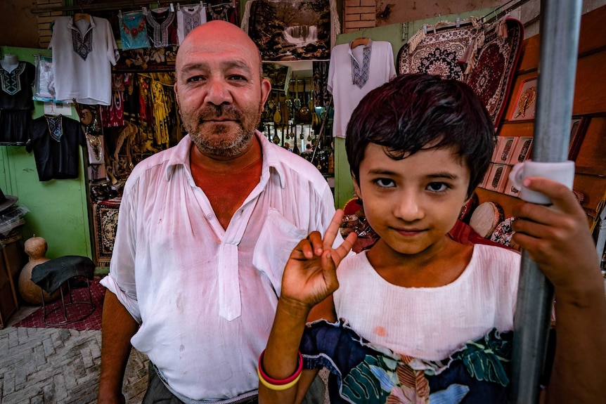 A man and boy in Kashgar