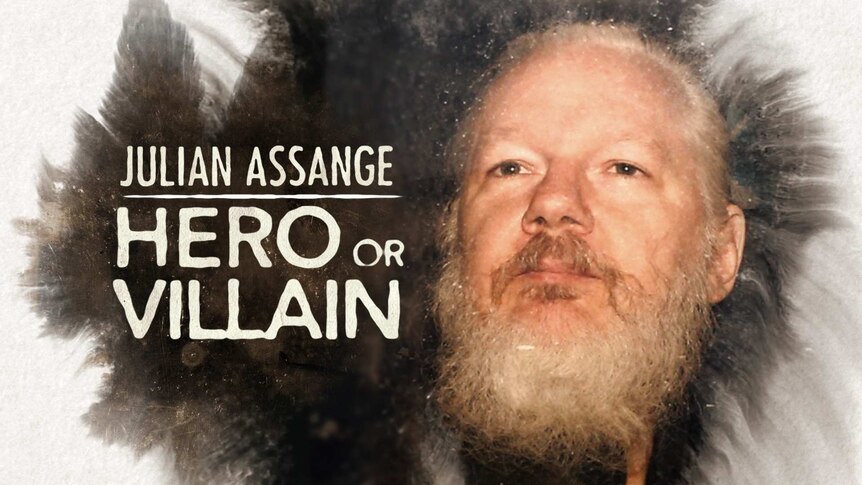 Image of a bearded Julain Assange against a black and white background