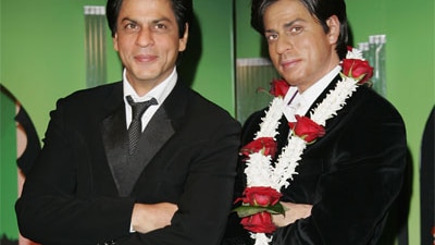 King of Bollywood Shah Rukh Khan unveils his wax figure at Madame Tussauds on April 03, 2007 in London.