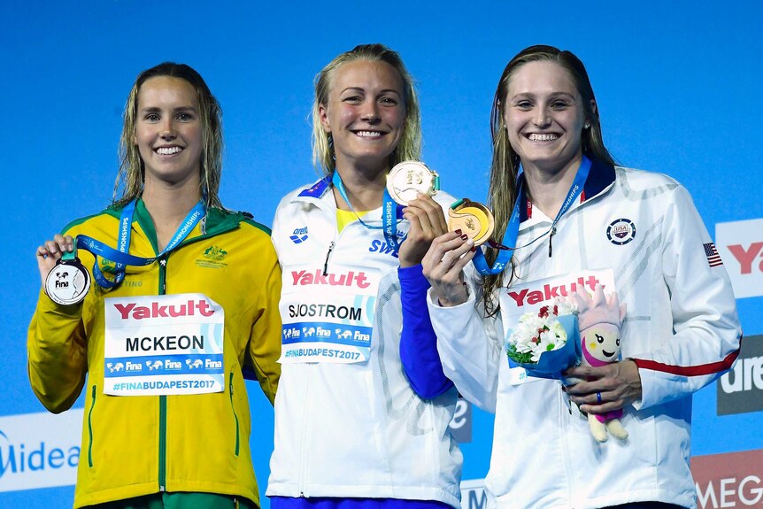 Emma McKeon holds silver on world championships podium