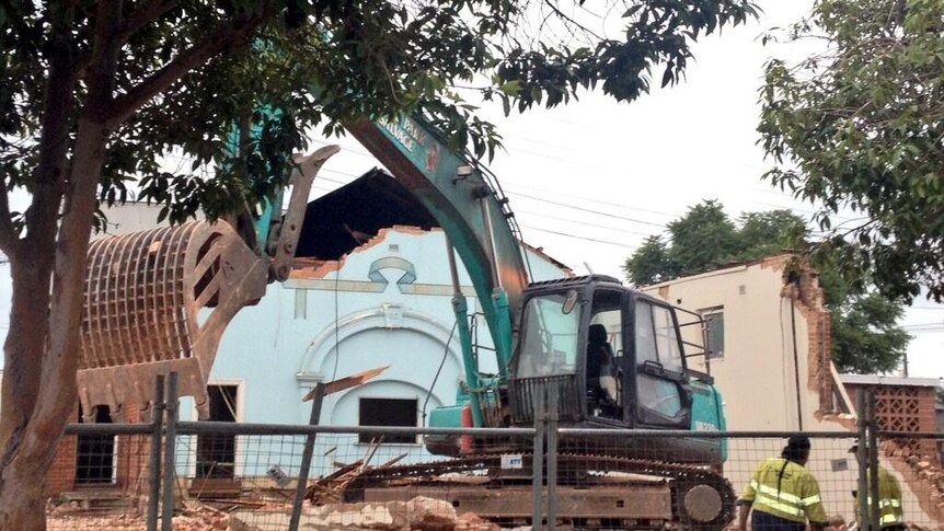 Croydon Church of Christ is demolished ahead of work to widen South Road in Adelaide.