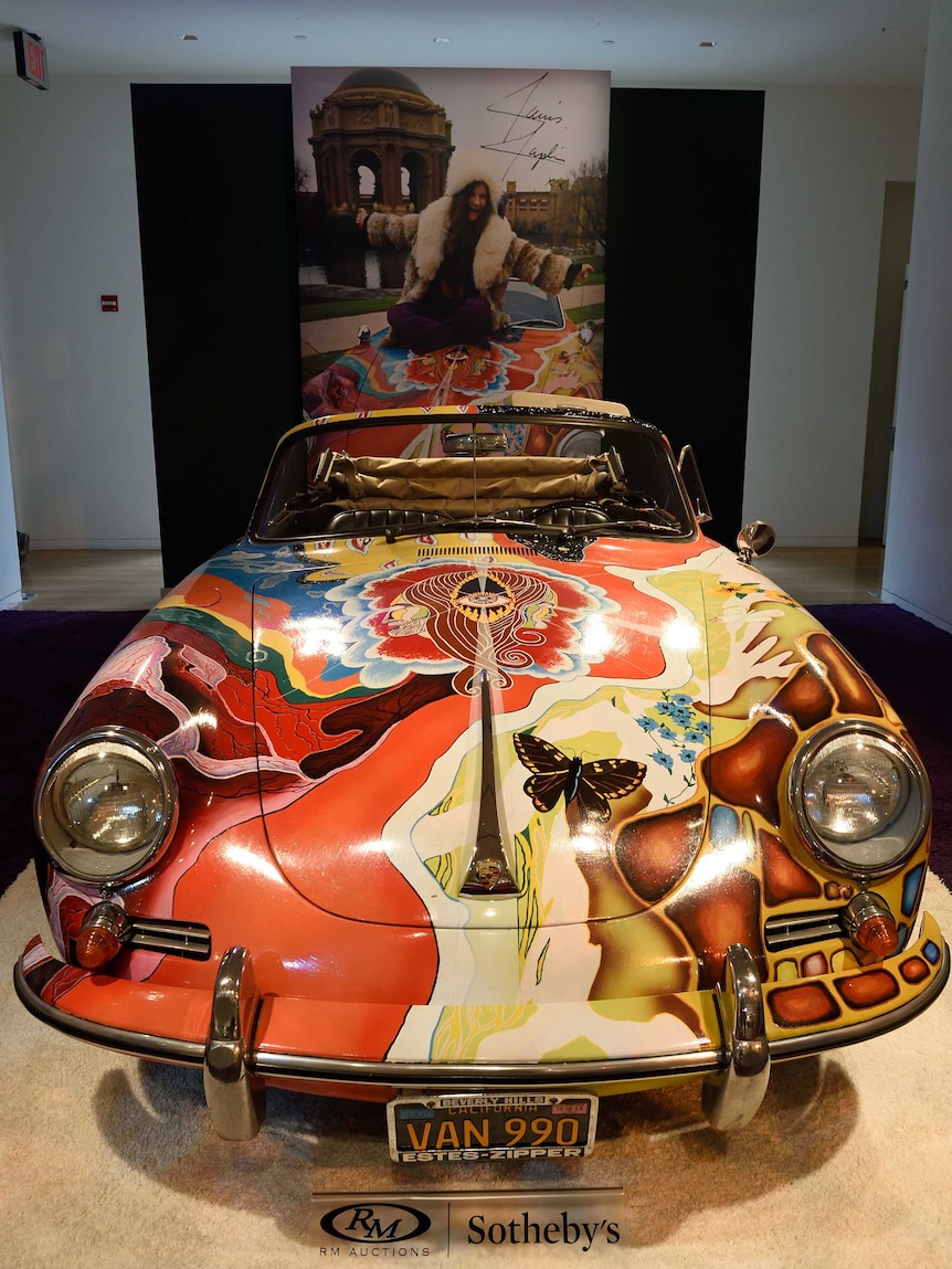 Janis Joplin's 1964 Porsche 356 SC Cabriolet on display