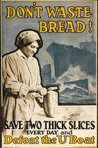 Retro poster with slogan 'don't waste bread!'
