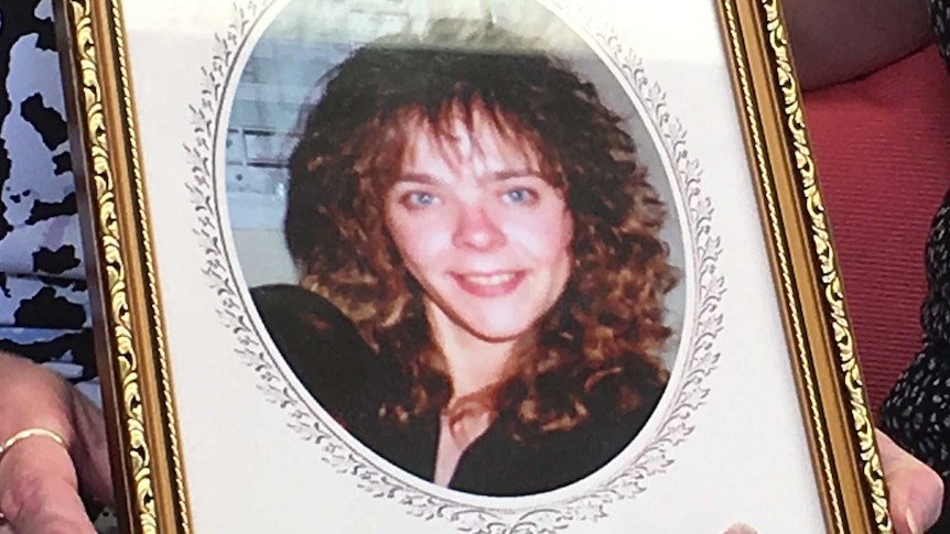 A framed picture of missing woman Lisa Govan.