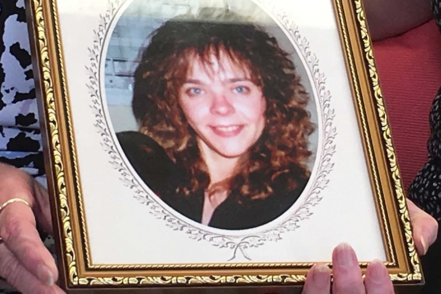 A framed picture of missing woman Lisa Govan.