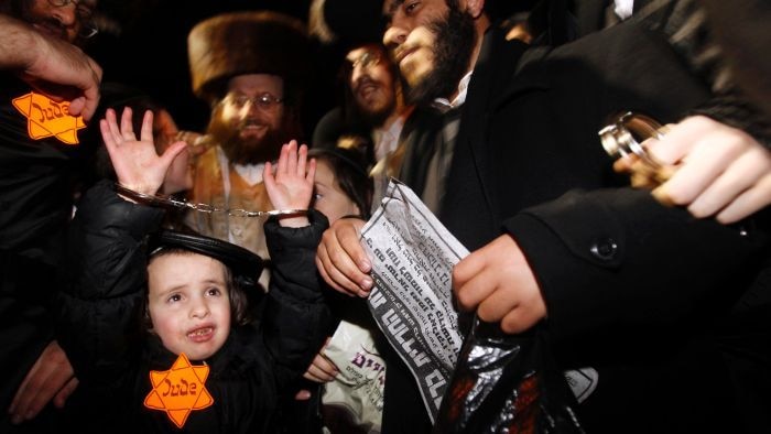 Ultra-Orthodox Jews have caused outrage by dressing children as Holocaust victims. (ABC News)