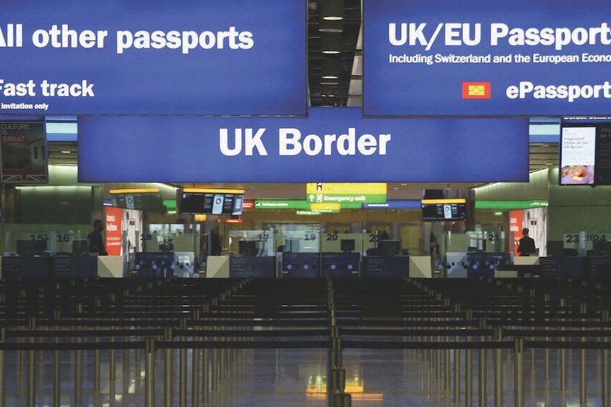 A customs stop in a UK airport