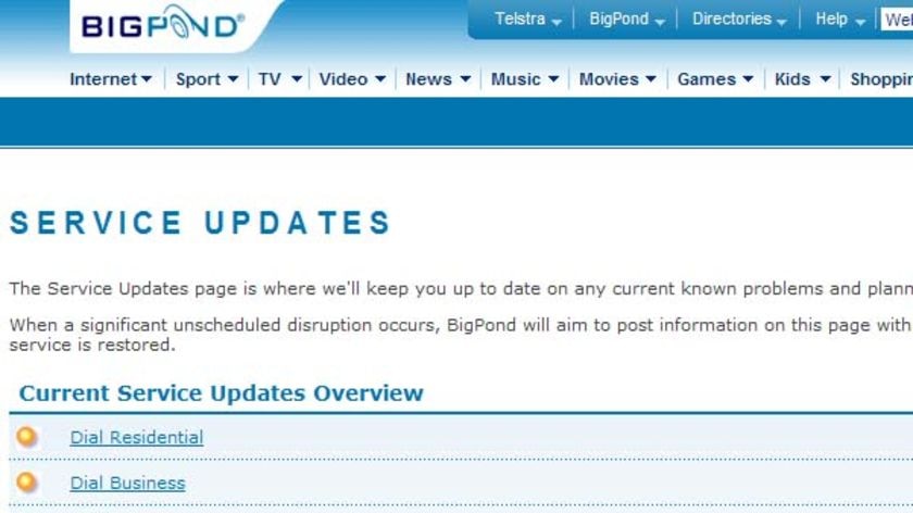 Telstra's website says the email outages affect dial-up, cable, ADSL, satellite and Next G wireless services nationally.