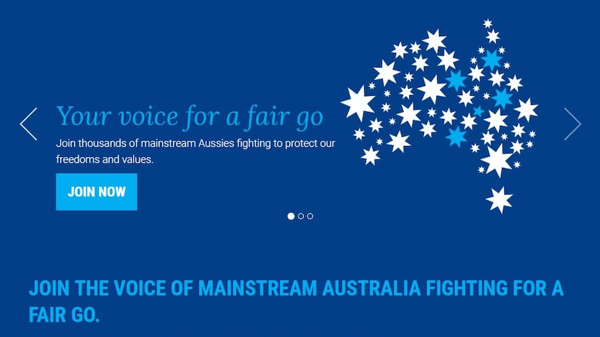 The Advance Australia website says 'You're voice for a fair go'