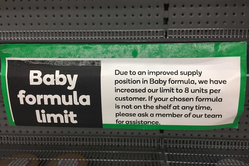 baby formula sign in supermarket