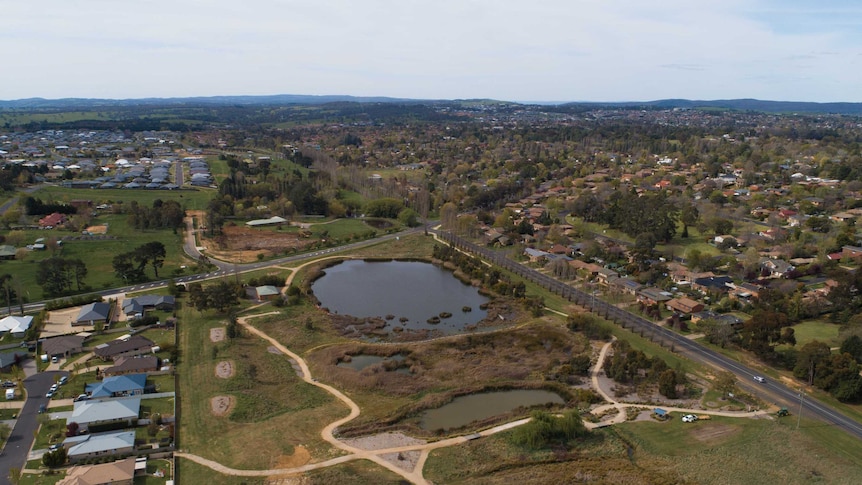 An aerial view of Orange's wetlands