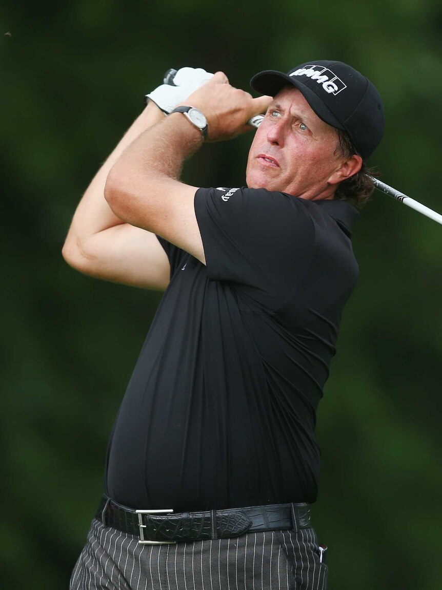 Mickelson drives at the PGA Championship