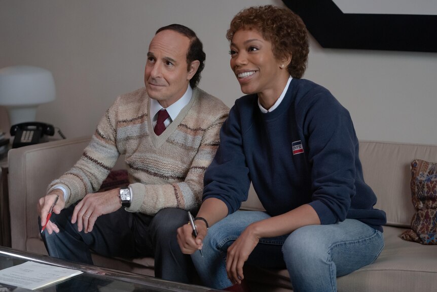 Actor Stanley Tucci and Naomi Ackie as Clive Davis and Whitney Houston in 'I Wanna Dance With Somebody'.