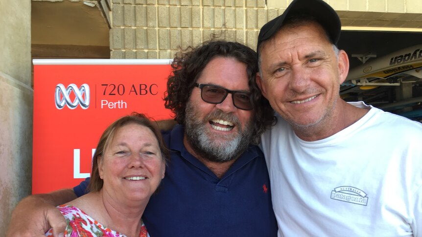 Sabrina Hahn, Russell Woolf and Pete Rowsthorn at Cottesloe Beach in 2015