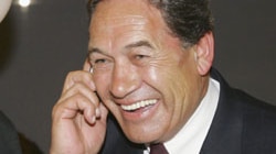 New Zealand First leader Winston Peters relaxes at his campaign headquarters.