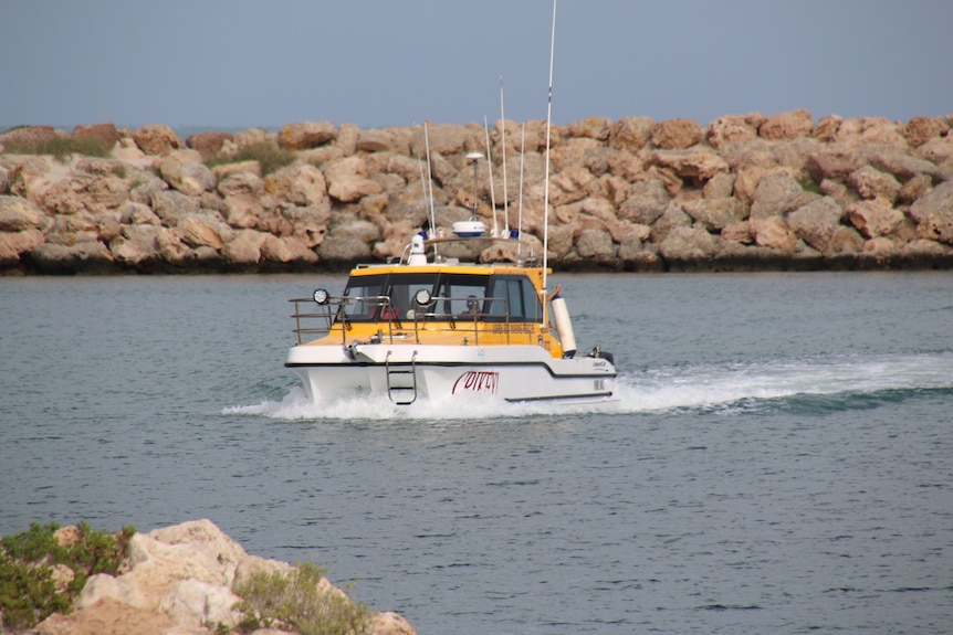 A marine rescue boat on the water.