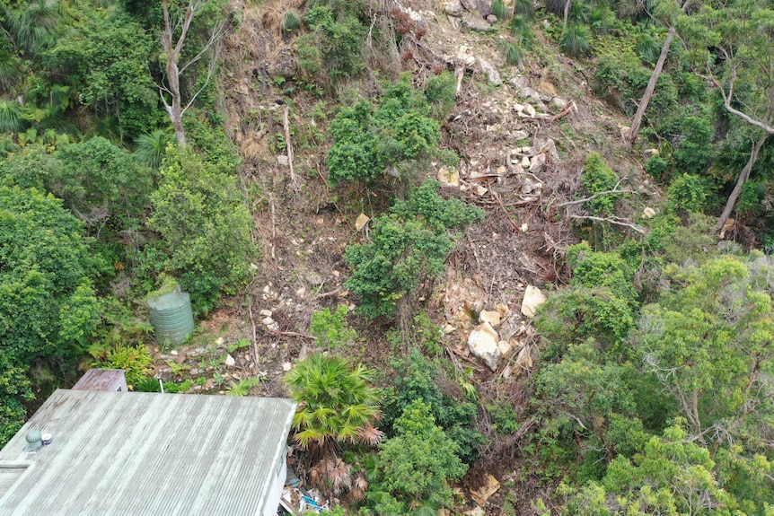 Damage after a rock slide