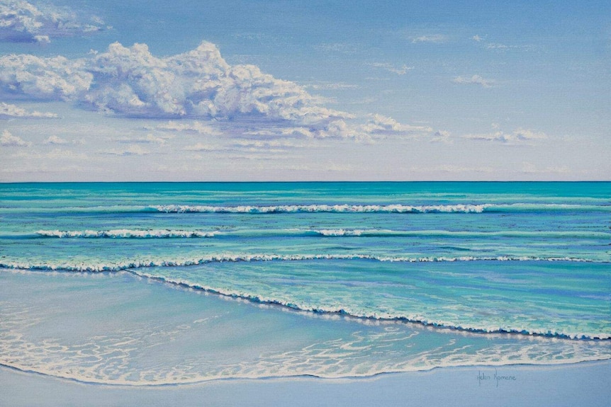 a photo of a pastels drawing of the ocean