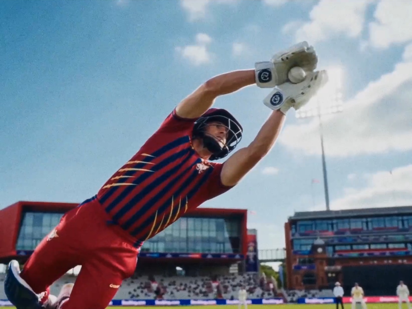 Uma representação de IA de um guarda-postigo pegando um kit do Manchester Super Giants.