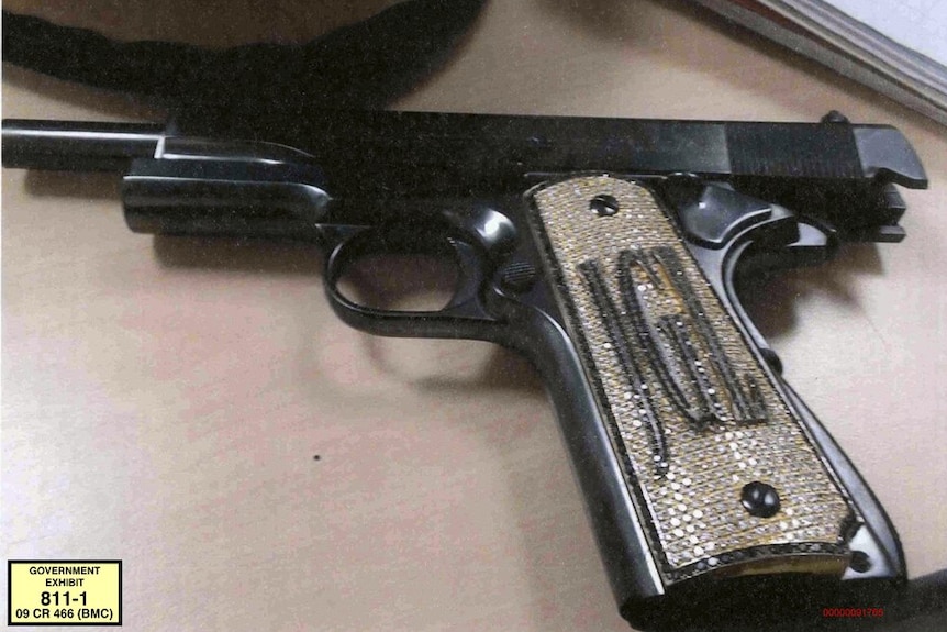 A diamond-encrusted pistol that a government witness said belonged to infamous Mexican drug lord Joaquin "El Chapo" Guzman.