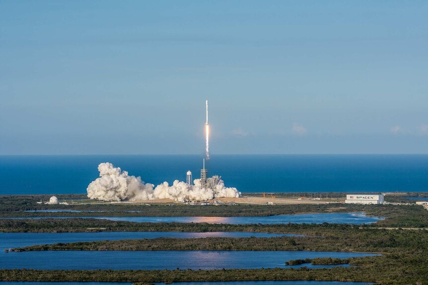 The Falcon 9 rocket launches from Florida