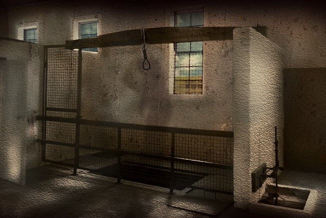 An animation of the gallows at Fannie Bay Gaol.