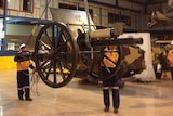 An 18 pounder Mark 1 Field Gun (British) on the move at the Australian War Memorial's storage facility in Mitchell.